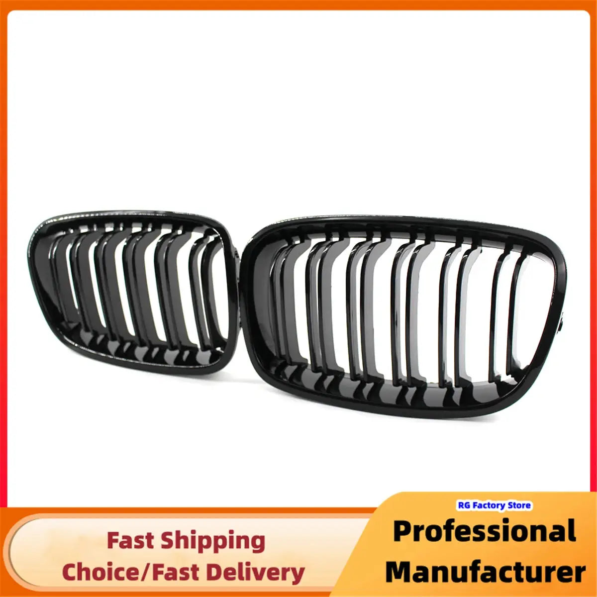Simples Market gloss black front bumper kidney grille pair for BMW 1 Series F20/F21 with double slats
