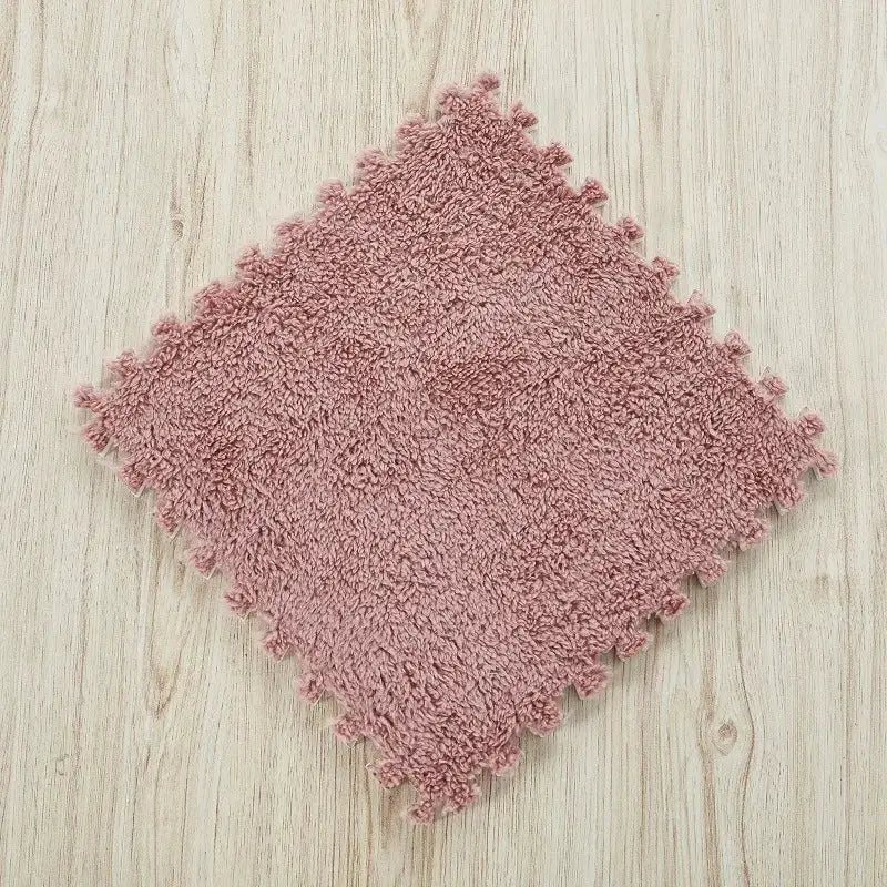 Plush puzzle foam floor mat tile, Simples Market, pink, 30x30cm, interlocking