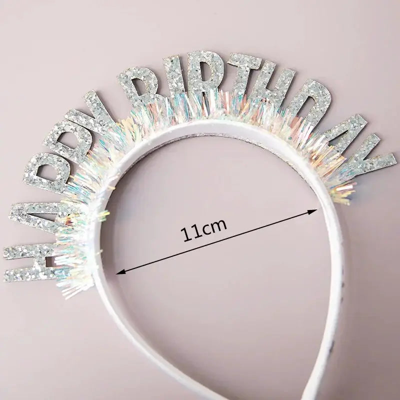 Glitter Happy Birthday Sequin Headband Birthday Decoration for Kids and Adults Pink Silver Blue Headbands