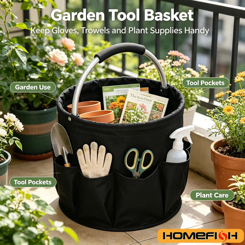 17L Large Folding Storage Organizer Bag by Simples Market, black garden tool basket with tool pockets