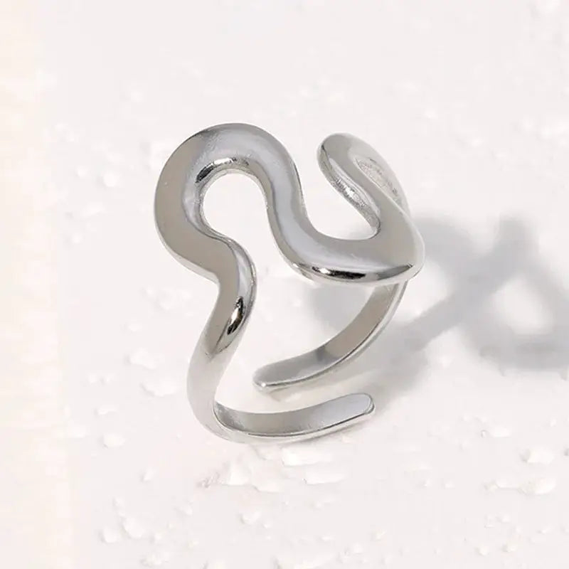 Stainless Steel Open Ring With 18K Gold PVD Plating And Personality Charms For Women Trendy Jewelry