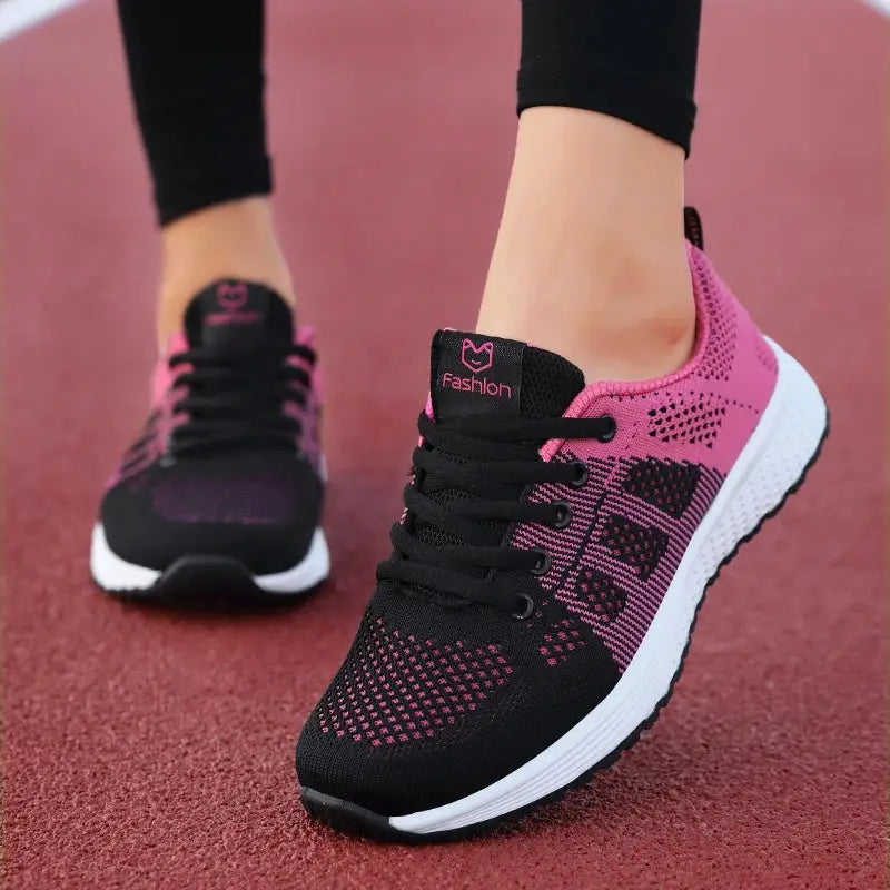 NovaStride Women Platform Running Shoes With Breathable Mesh Upper For Comfort And Stability
