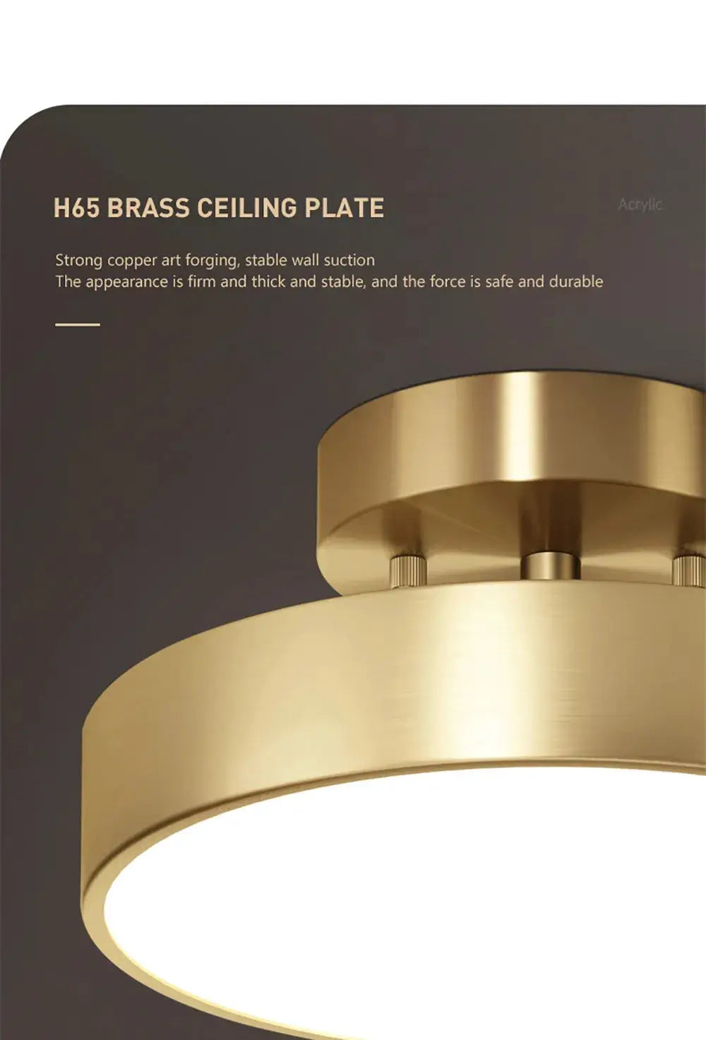 Modern LED ceiling light by Simples Market, brass circular fixture with white diffuser