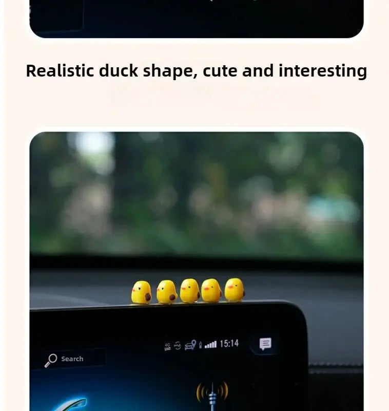 Five yellow duck dashboard ornaments for car interior decoration