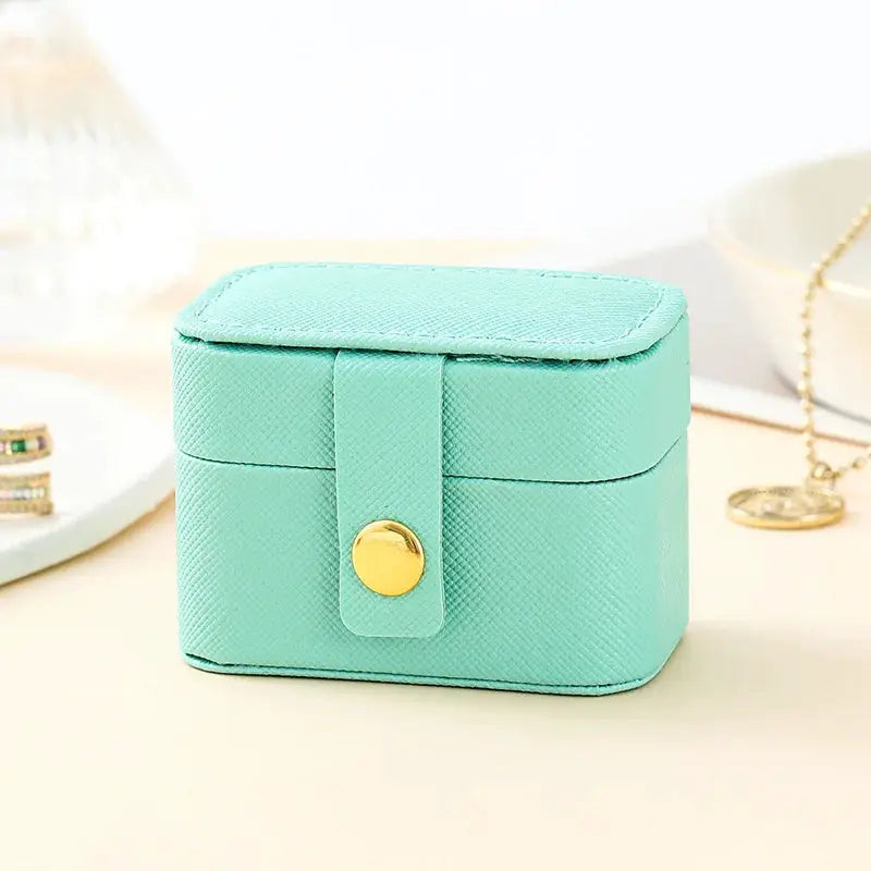 Mini Portable Leather Jewelry Storage Box Travel Organizer For Rings Necklaces And Earrings Gift
