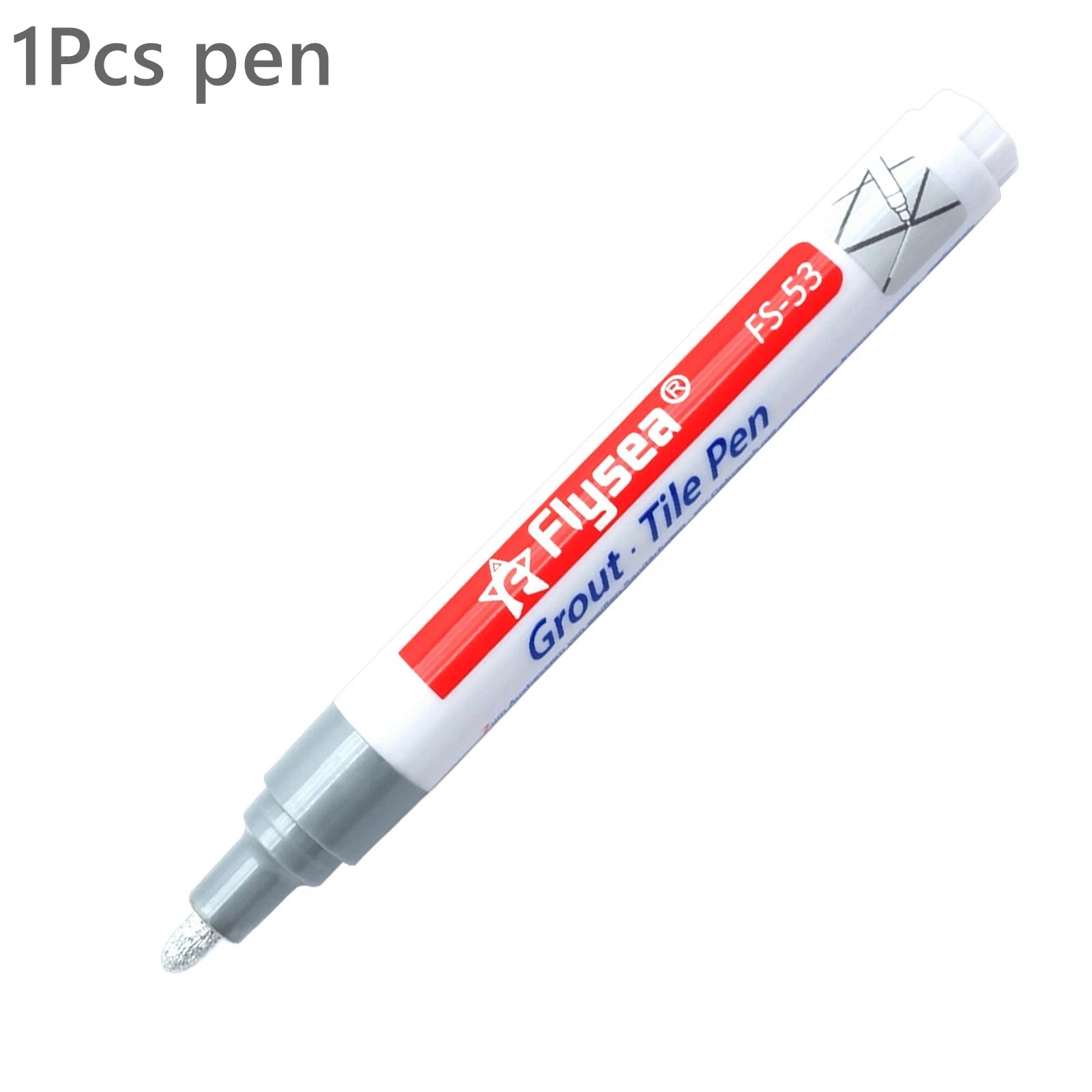 FlySea Grout Pen tile marker; white body with red label for grout repairs (1 piece)