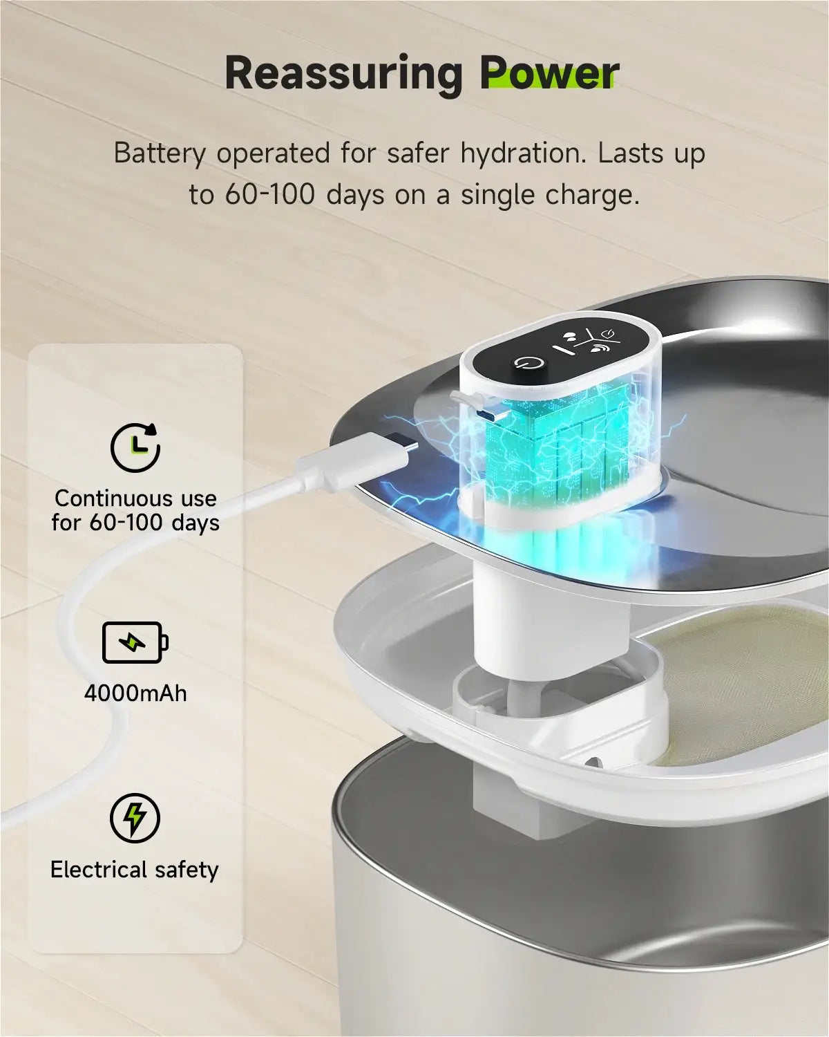 APETDOLA 4L Wireless Cat Water Fountain Auto Sensor Drinking Dispenser