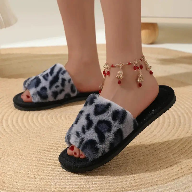 CozyNest Fashion Women Slippers Plush Cotton Warm Indoor Slippers With Non Slip EVA Sole