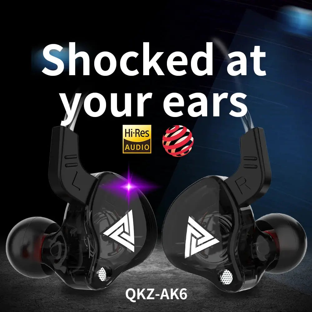 Original QKZ AK6 In Ear Earphones With Six Dynamic Drivers HiFi Stereo Audio And Deep Subwoofer Bass