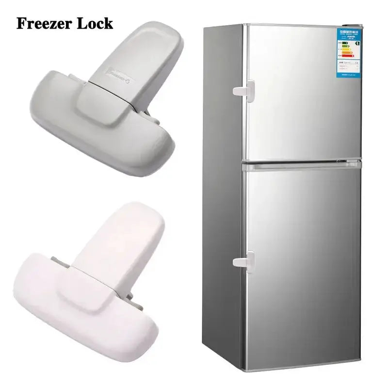 Child safety refrigerator door lock clip by Simples Market, gray and white anti-pinch, 1 piece