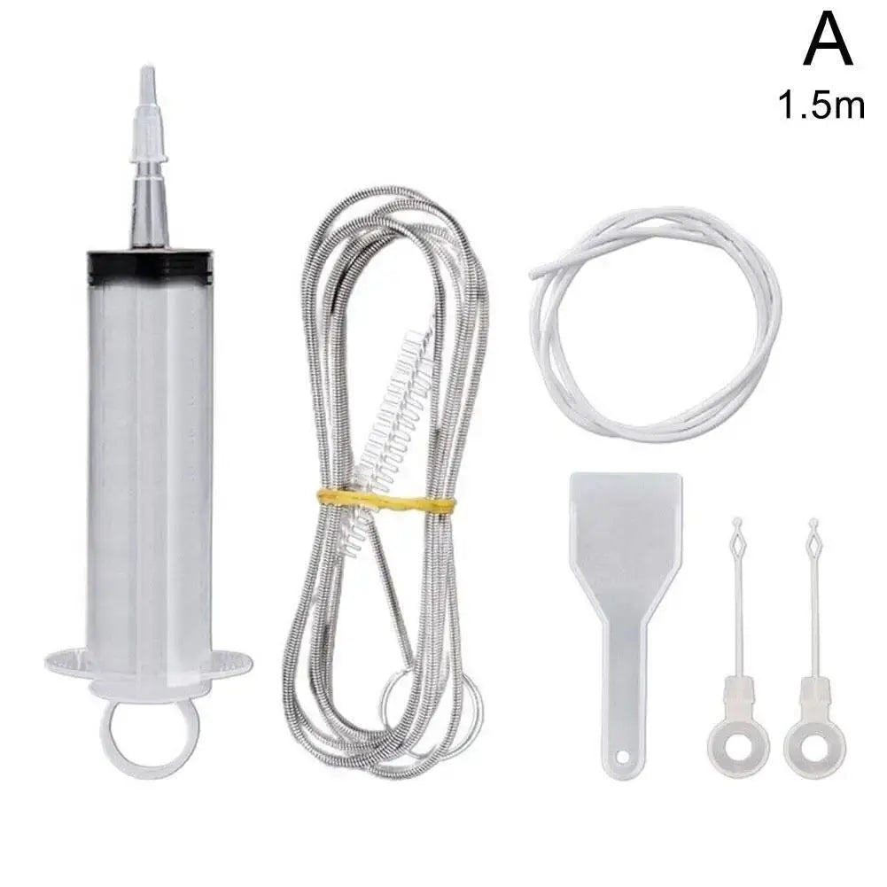 5 Piece Refrigerator Drain Cleaning Kit With Brush Suction Syringe And 1.5 Meter Hose For Fridge Drain Hole Cleaning