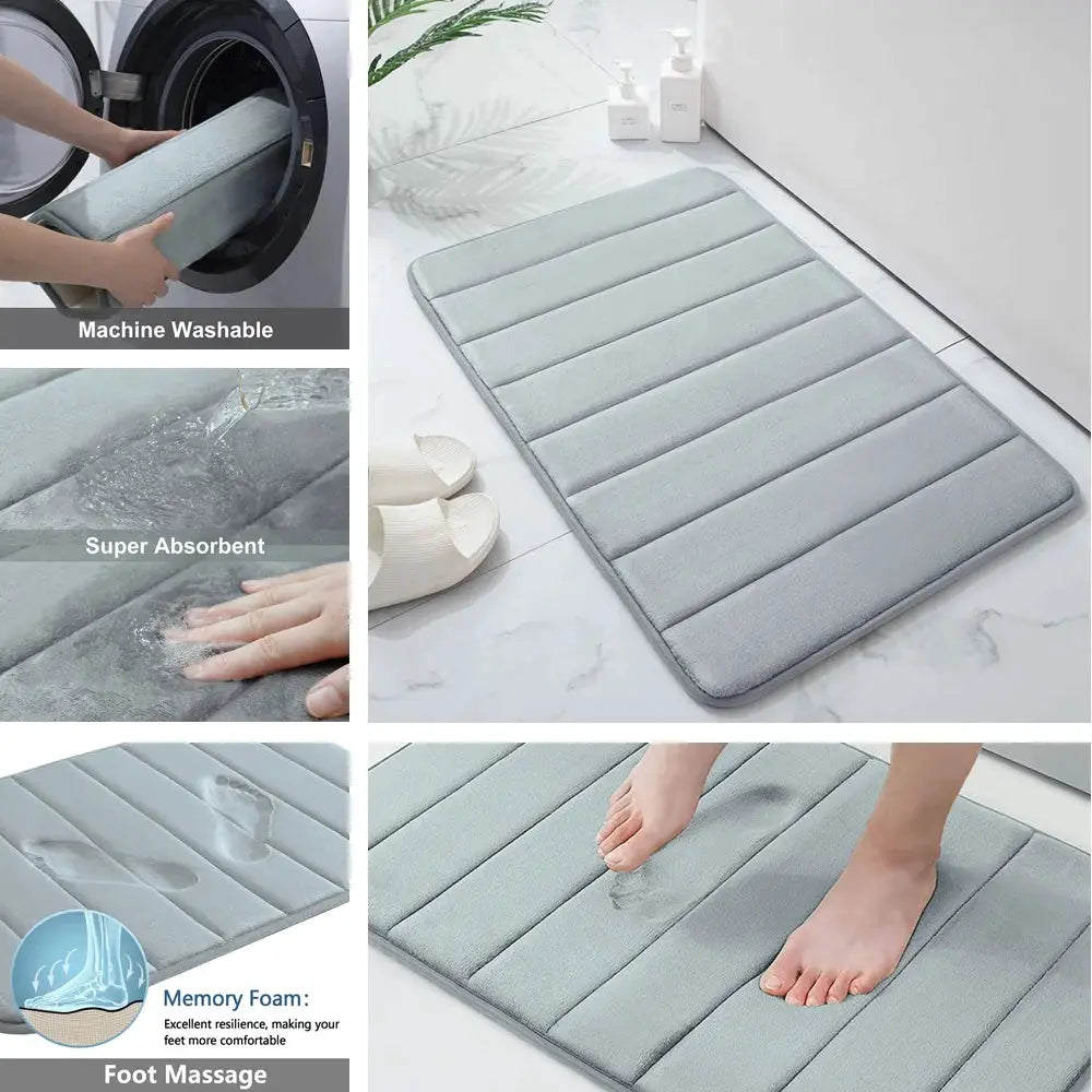 CloudLux Memory Foam Bath Mat Ultra Absorbent Three Layer Microfiber With Non Slip Backing Quick Drying