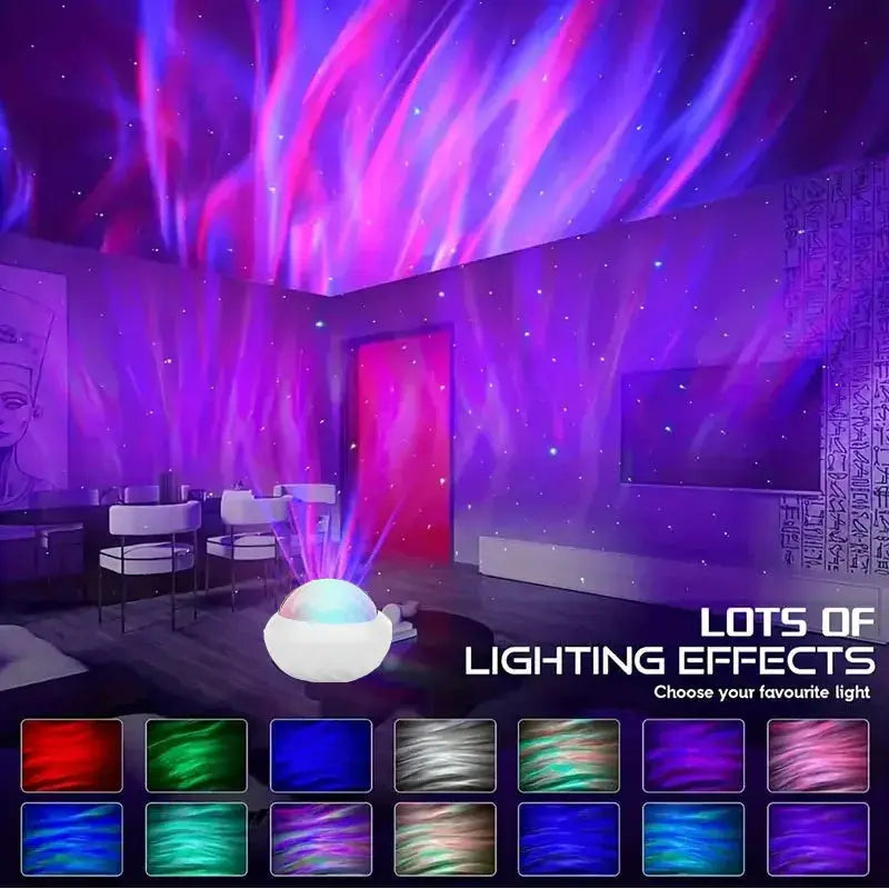 Northern Light Projector RGB atmosphere lamp with remote control, USB powered, 360° rotation