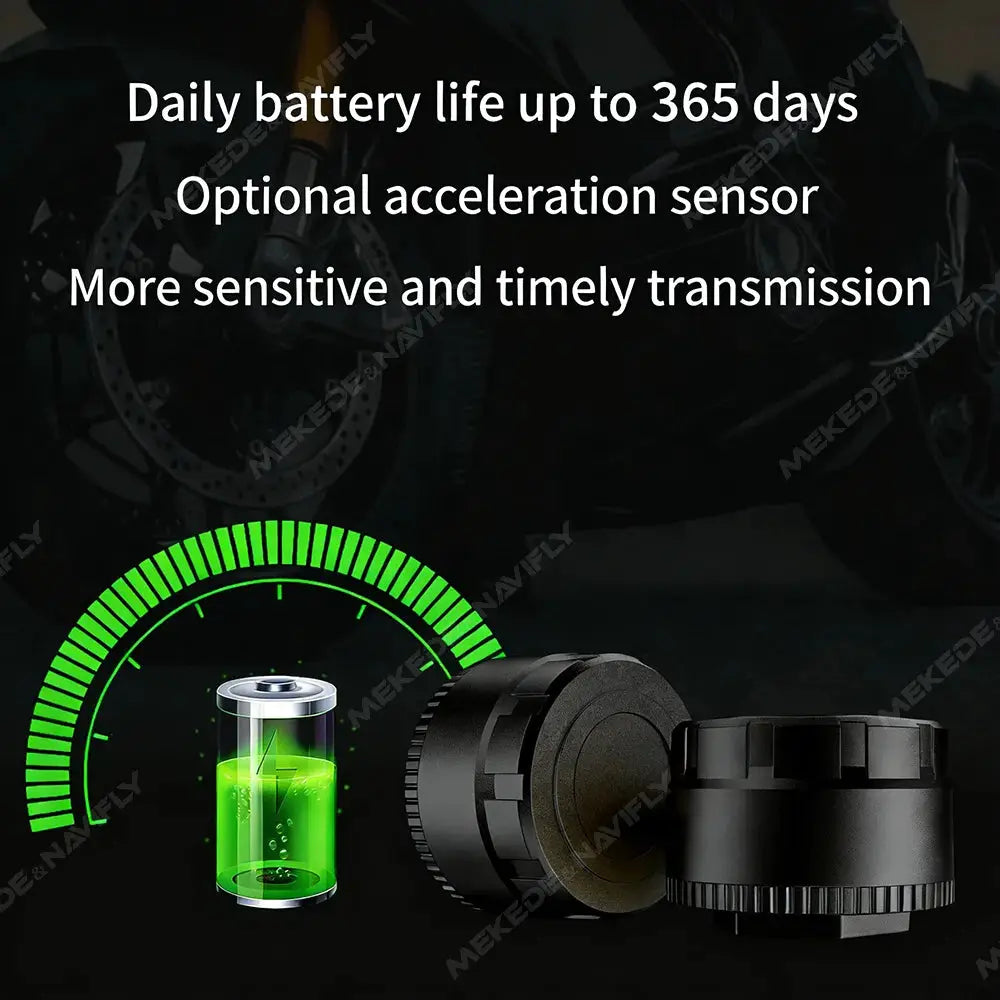 Navifly TPMS display module by Simples Market; black Bluetooth tire pressure monitor with battery indicator arc