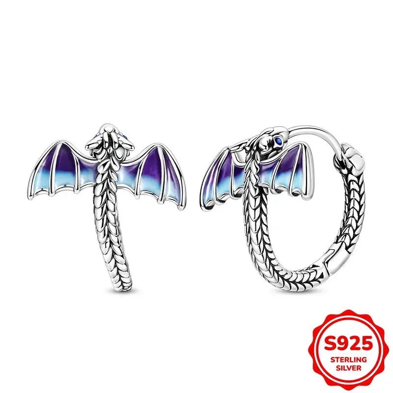 925 Sterling Silver Blue Zircon Butterfly Hoop Earrings for Women Fine Jewelry Gift