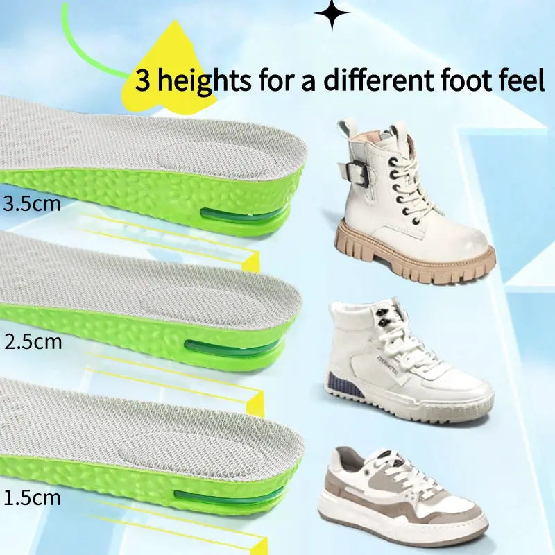 Air Cushion Height Increase Insoles Breathable Shock Absorbing Insoles For Men Women Sports Shoes