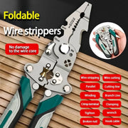 Foldable Wire Stripper With Pulley Design For Electricians Multitool Wire Winding And Crimping Pliers Hand Tool