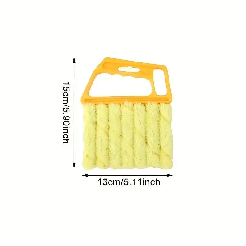 Blinds window cleaning brush by Simples Market; yellow washable dust brush with orange handle, 15cm tall by 13cm wide