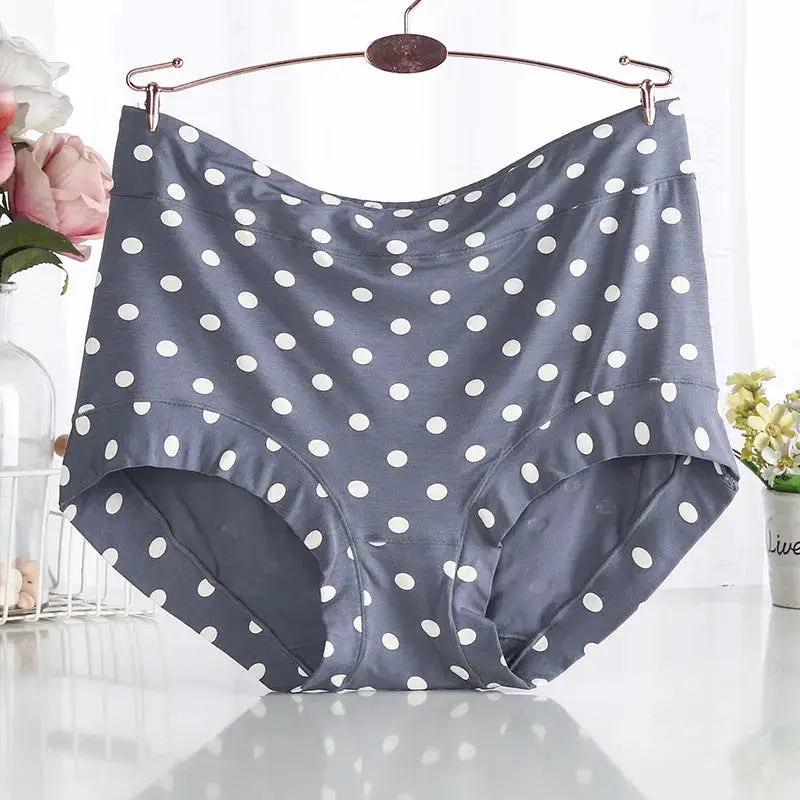 Simples Market high-waist polka dot panties in gray-blue modal with cotton crotch