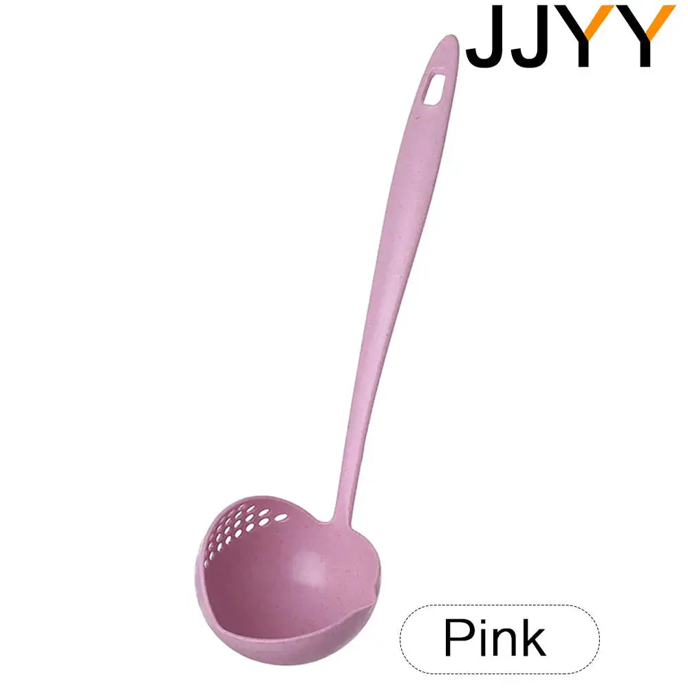 JJYY 2 In 1 Long Handle Kitchen Spoon And Colander Filter Plastic
