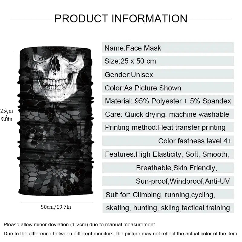 Seamless Tactical Neck Gaiter Bandana Scarf For Men Face Mask Balaclava For Cycling Skiing Motorcycle Hiking