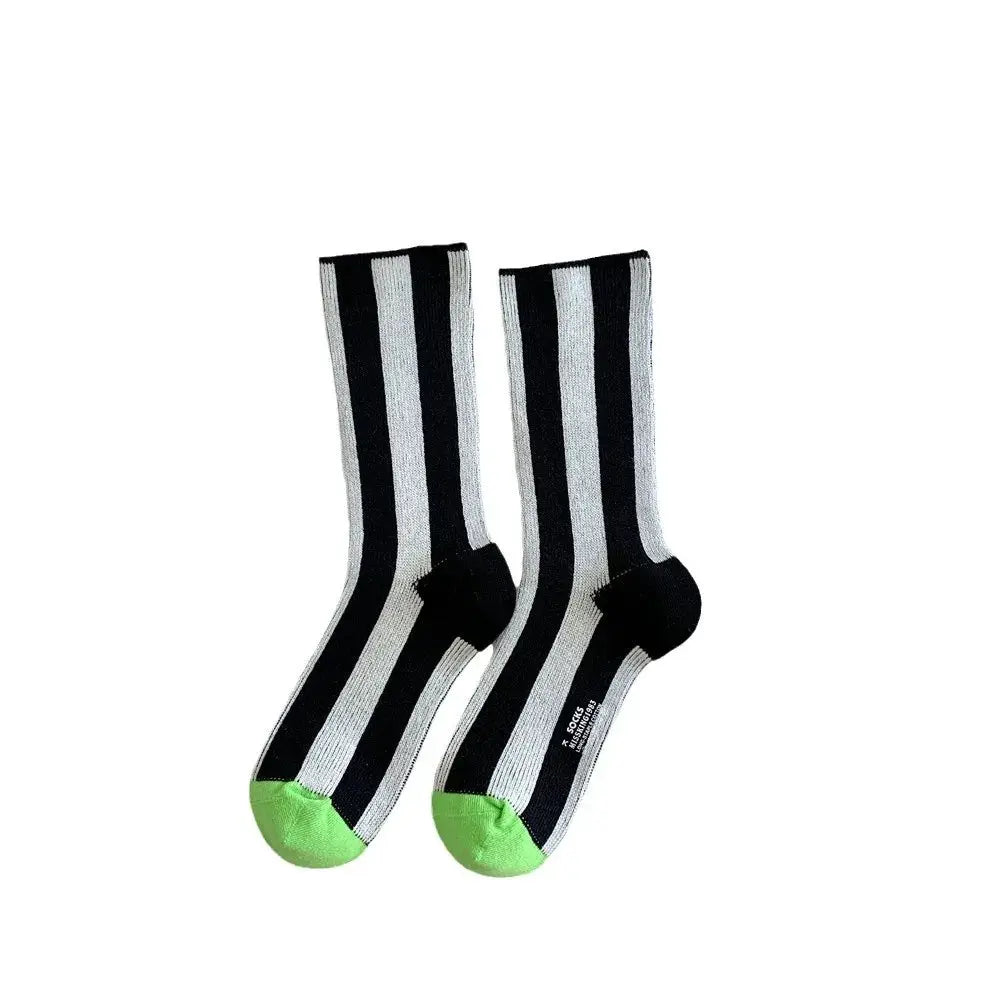 TrendWeave Striped Unisex Crew Socks Breathable Cotton For All Day Comfort And Style