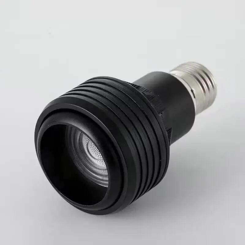 Simples Market focusing LED spotlight, black E27 screw-base with zoom lens for warm/neutral room lighting