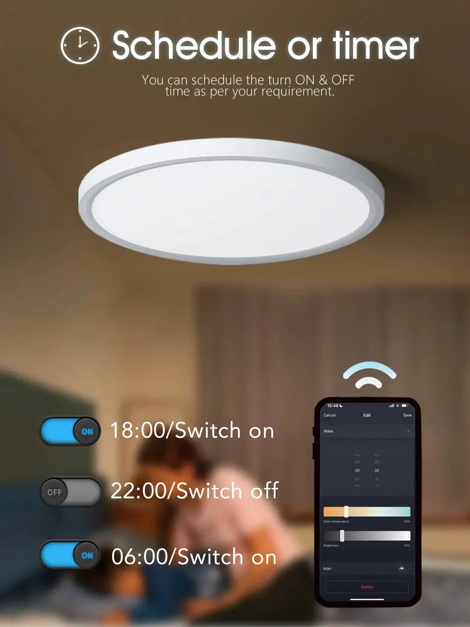 TUYA Smart Ceiling Light by Simples Market, ultra-thin round RGB dimming LED with app and voice control