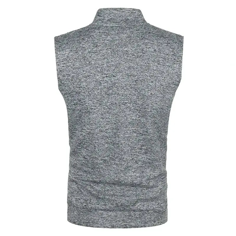 Men's grey marled sleeveless knit vest with turtleneck by Simples Market for autumn streetwear