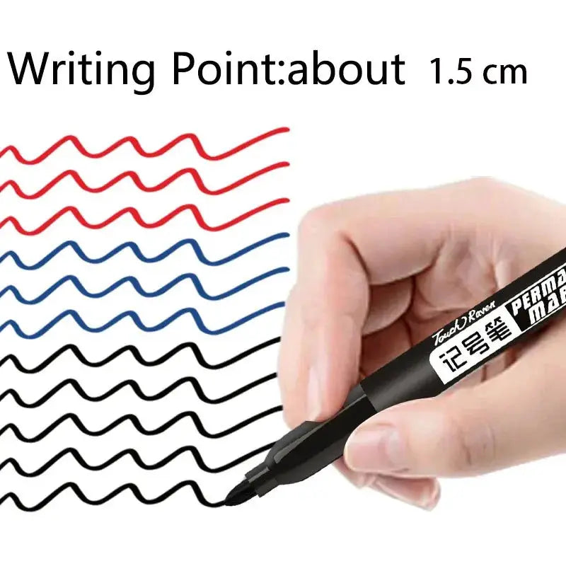 GraphixPro 6Pcs Permanent Marker Pens Set Black Blue Red Waterproof Ink Fine Tips For Manga Drawing