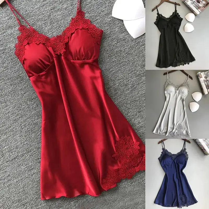 SilkEase Sexy Pajamas Silk Suspender Nightdress Ice Silk Lightweight Breathable Halter Nightwear