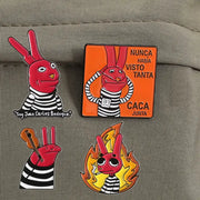 Funny Cartoon Animal Enamel Pins Set Red Eared Animals Brooches Lapel Pins For Backpacks Gift For Friends