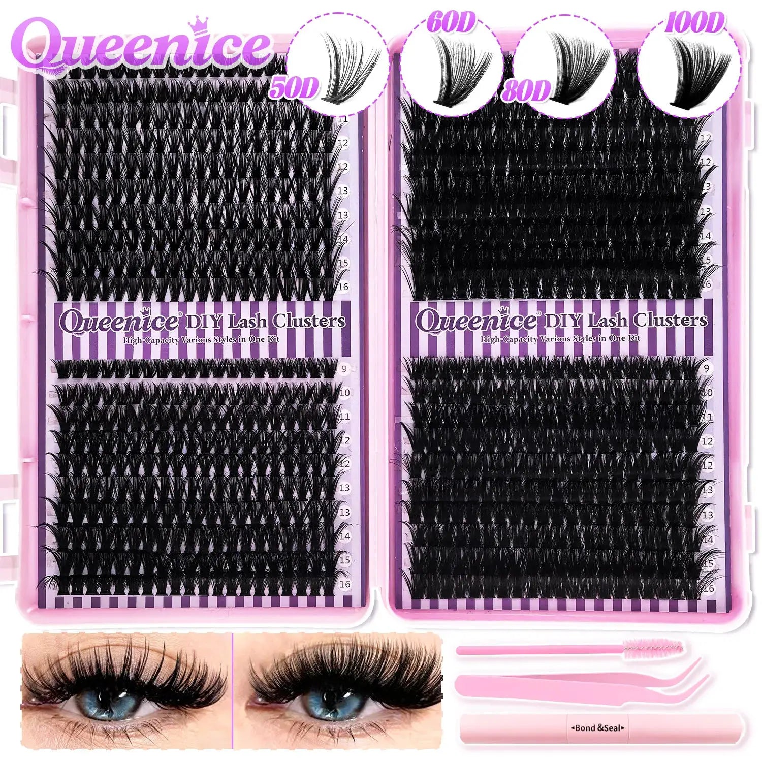 DIY Lash Extension Kit For Clusters And Individual Eyelashes 9 To 16mm Bond And Seal Wispy Natural Look