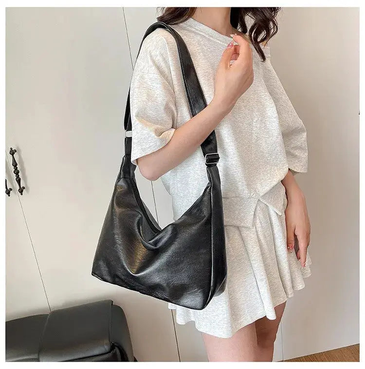 Homefish Leather Commuter Vintage Tote Bag For Women Maillard Style Crossbody Large Capacity PU Leather