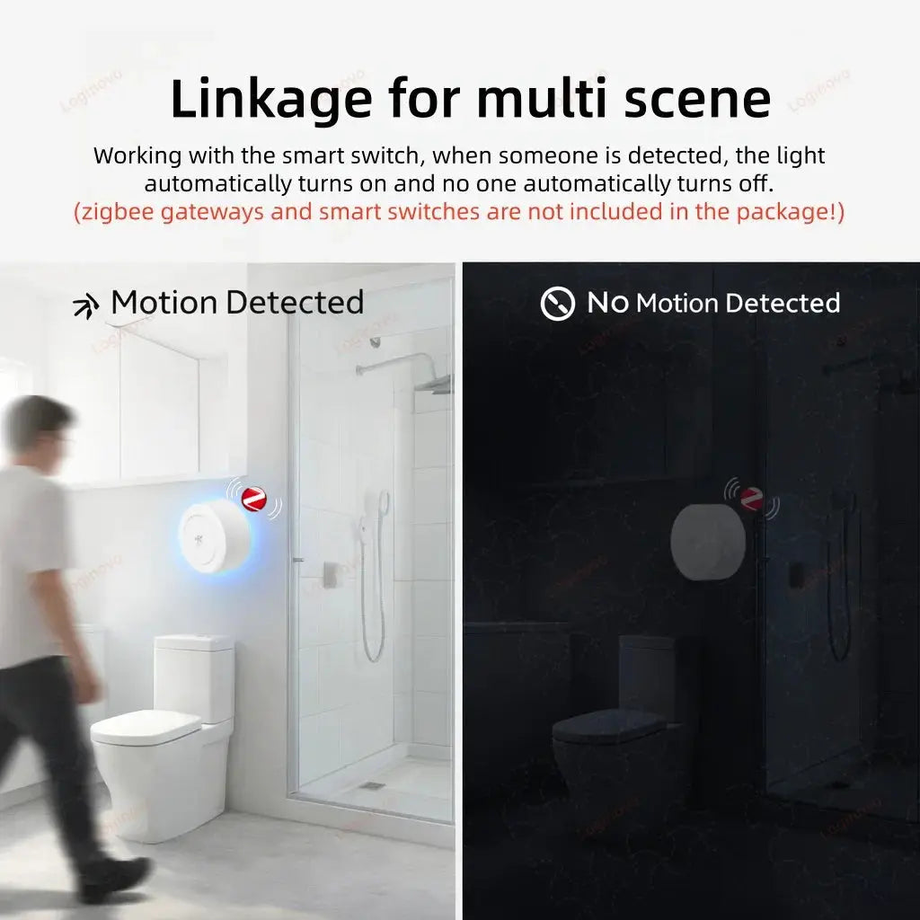 Simples Market ZigBee mmWave motion sensor, white round detector for Tuya Smart Life bathroom scene