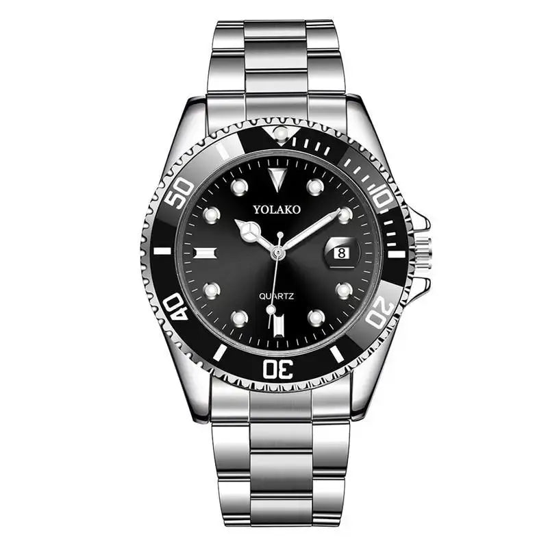 Ghost Sport Mens Quartz Wristwatch Green Dial With Full Calendar Steel Alloy Band For Business Casual