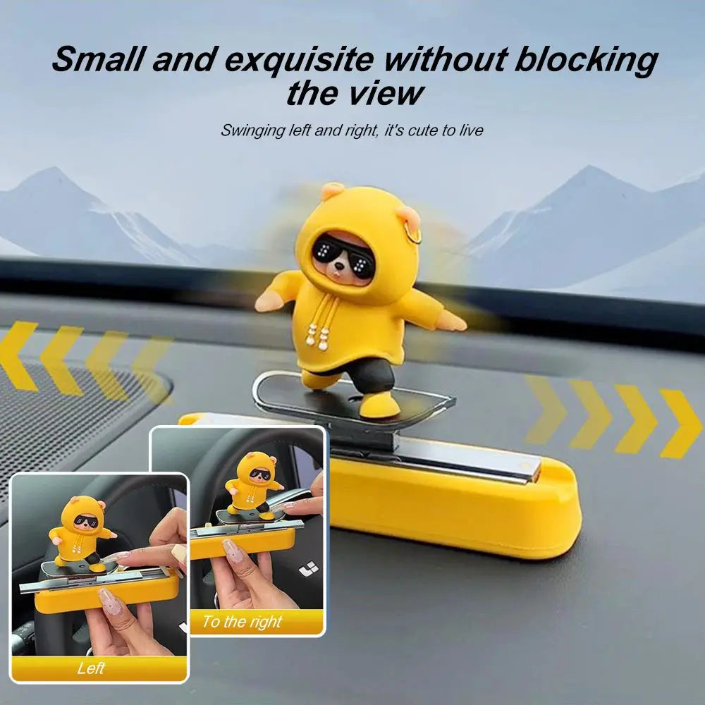 Skateboard Bear Magnetic Parking Number Plate For Dashboard Car Interior Decor Cartoon Ornament