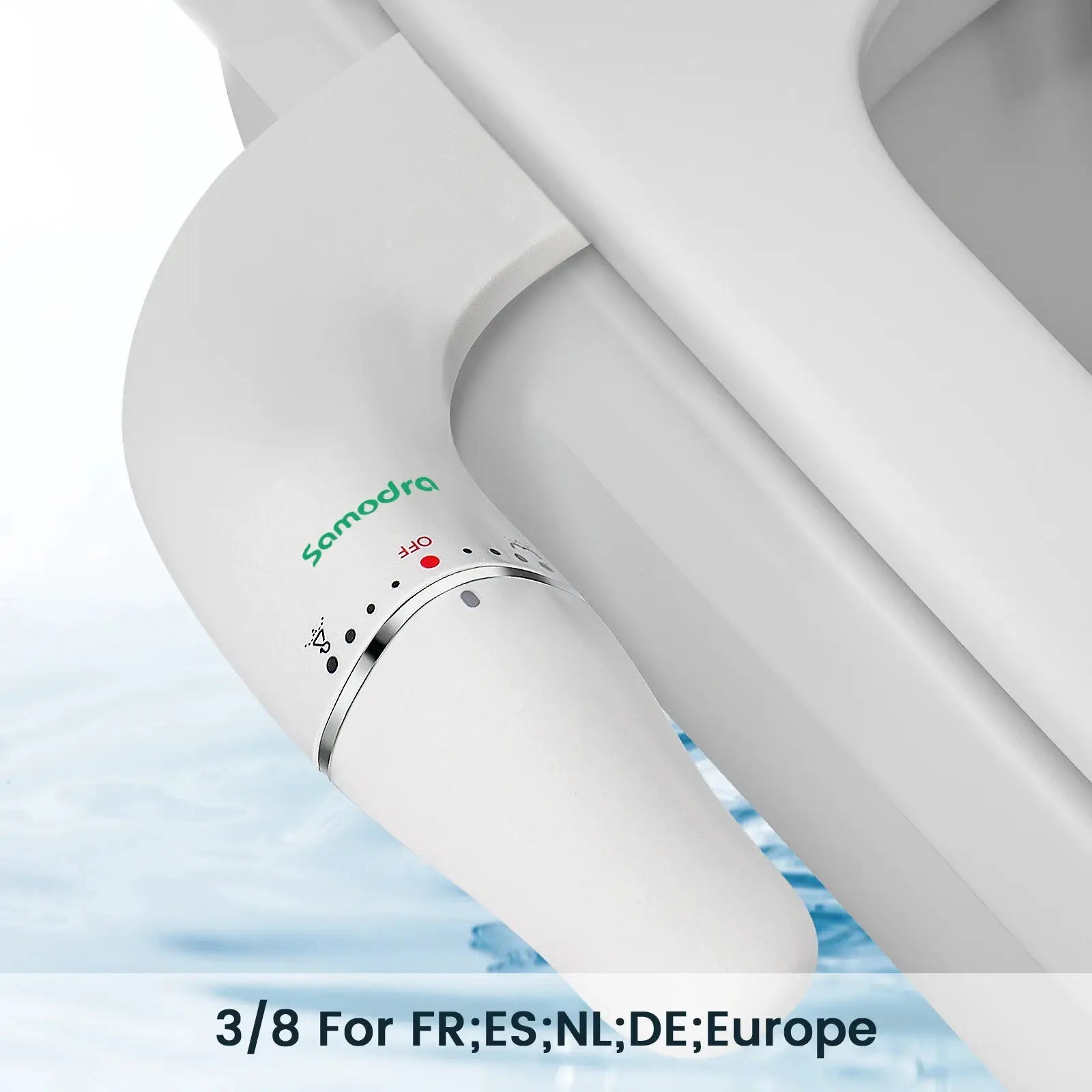 SAMODRA bidet attachment for toilet seat, white with dual nozzle and adjustable water pressure