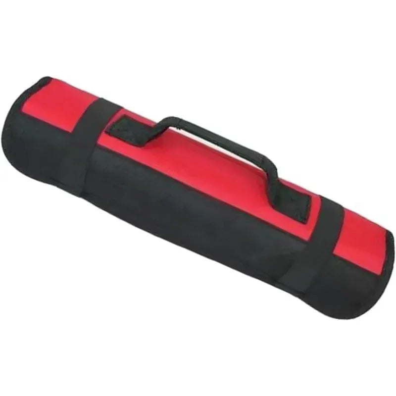 Roll Tool Bag by Simples Market; red and black, heavy-duty nylon portable folding tool storage with handle