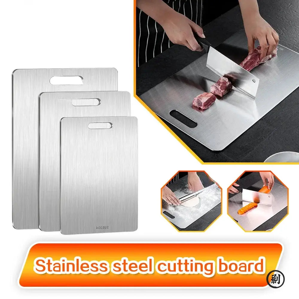 Stainless Steel Double Sided Cutting Board For Kneading Dough And Kitchen Prep Hygienic Antibacterial Surface