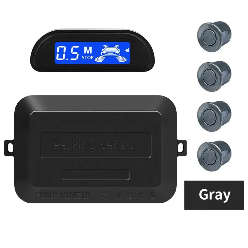 Hippcron car parking sensor kit, gray 22mm, four-sensor with backlit display and control unit