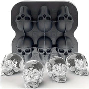 Skull Ice Ball Mold Silicone 3D Flexible Ice Cube Tray BPA Free For Freezer Horror Skull Head Cocktail Ice Ball Maker