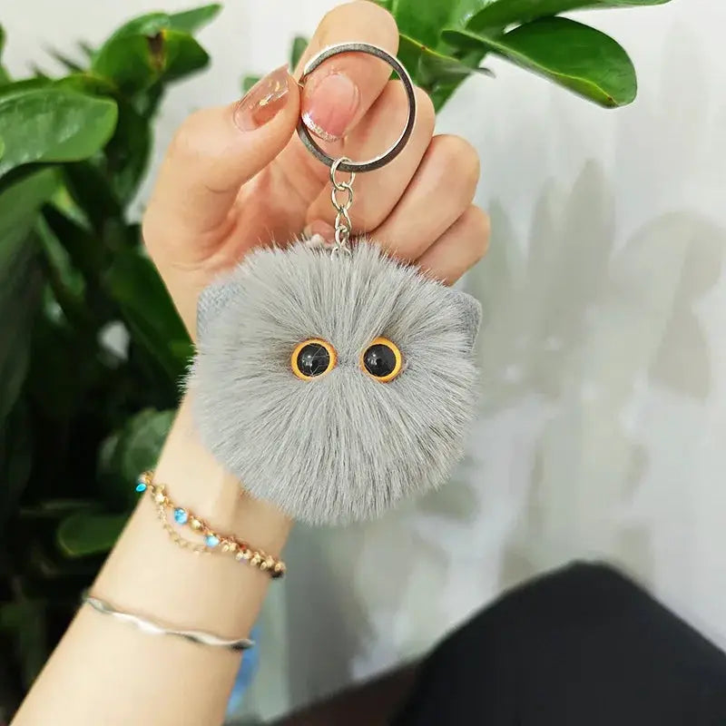 Blush Cat Ball Original Design Cartoon Handmade Plush Pendant Keychain Gift For Girls