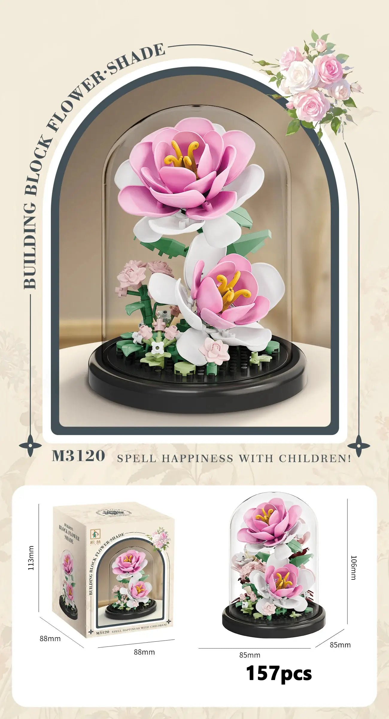 Eternal Flower Bouquet Bonsai Potted Plant Micro Building Blocks Model Decor Puzzle Toys Kids Birthday Christmas Gifts