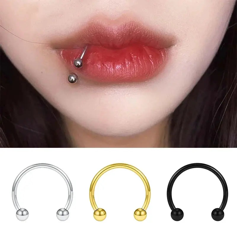 Stainless Steel Horseshoe Fake Nose Ring C Clip Septum Lip Hoop 1Pc For Women Men Jewelry