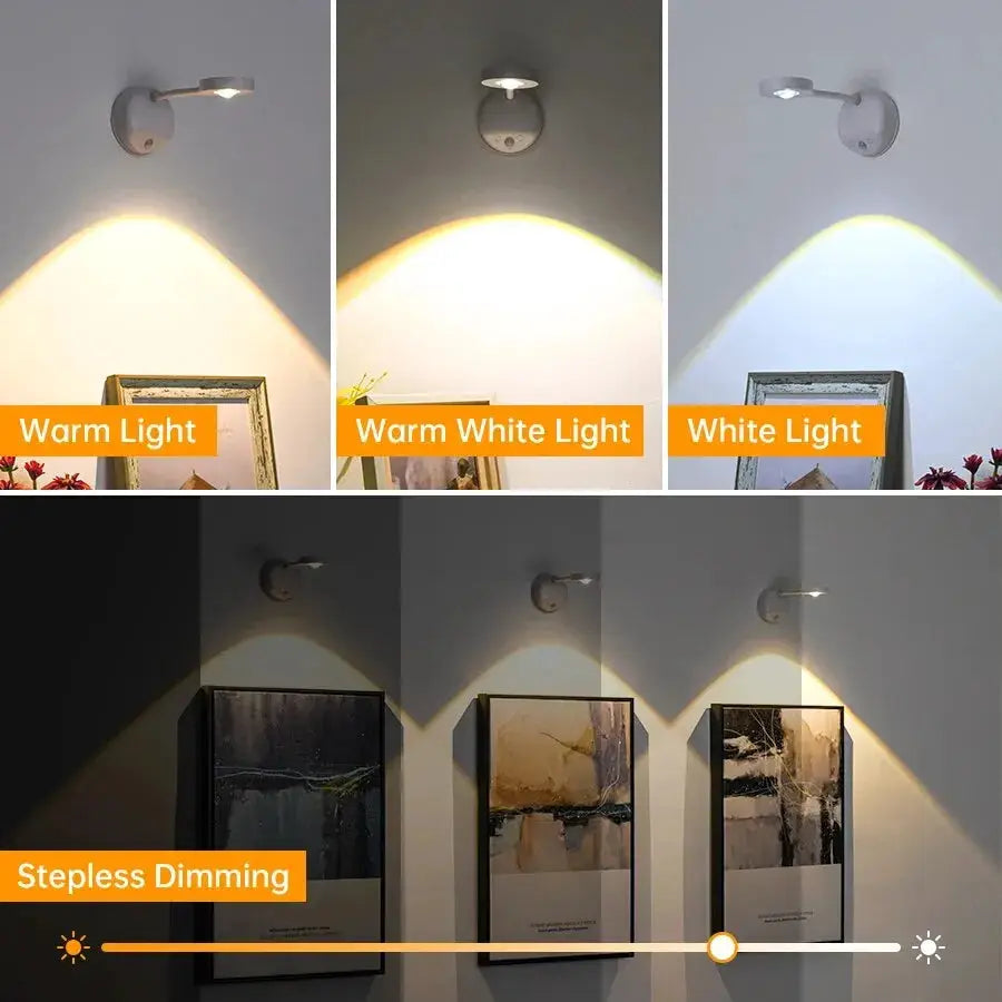Simples Market USB night light wall lamp with motion sensor; three color modes and stepless dimming.