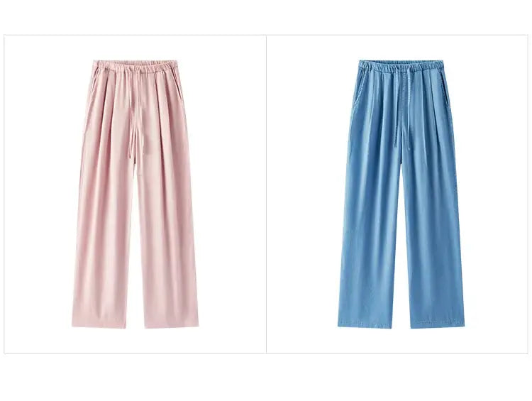 Semir Elastic Waist Denim Pants Women Draped Fit Wide Leg Trousers