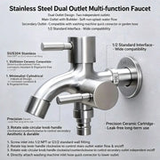 Stainless steel dual outlet faucet by Simples Market for laundry sink and washing machine
