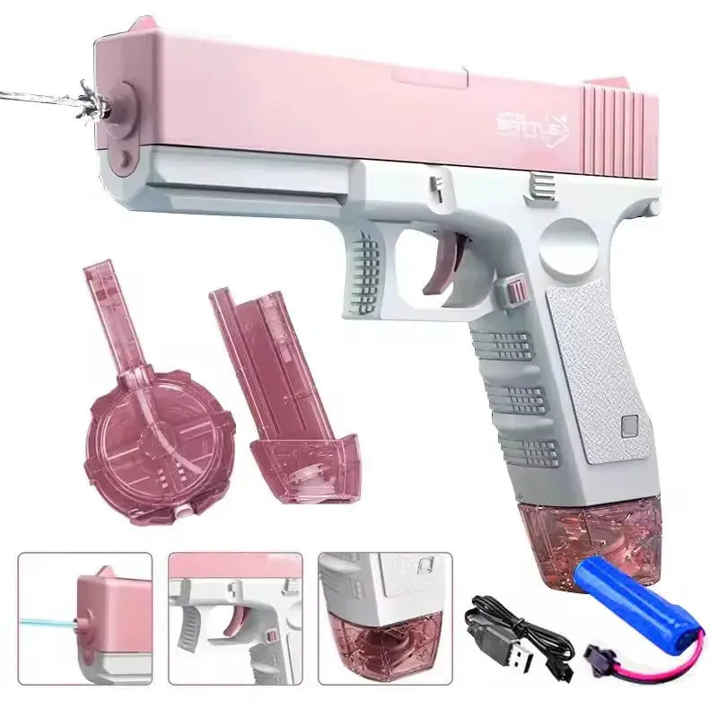 Electric Water Gun For Adults And Teens Automatic Water Suction Blaster With Flashing Lights For Summer Beach Parties