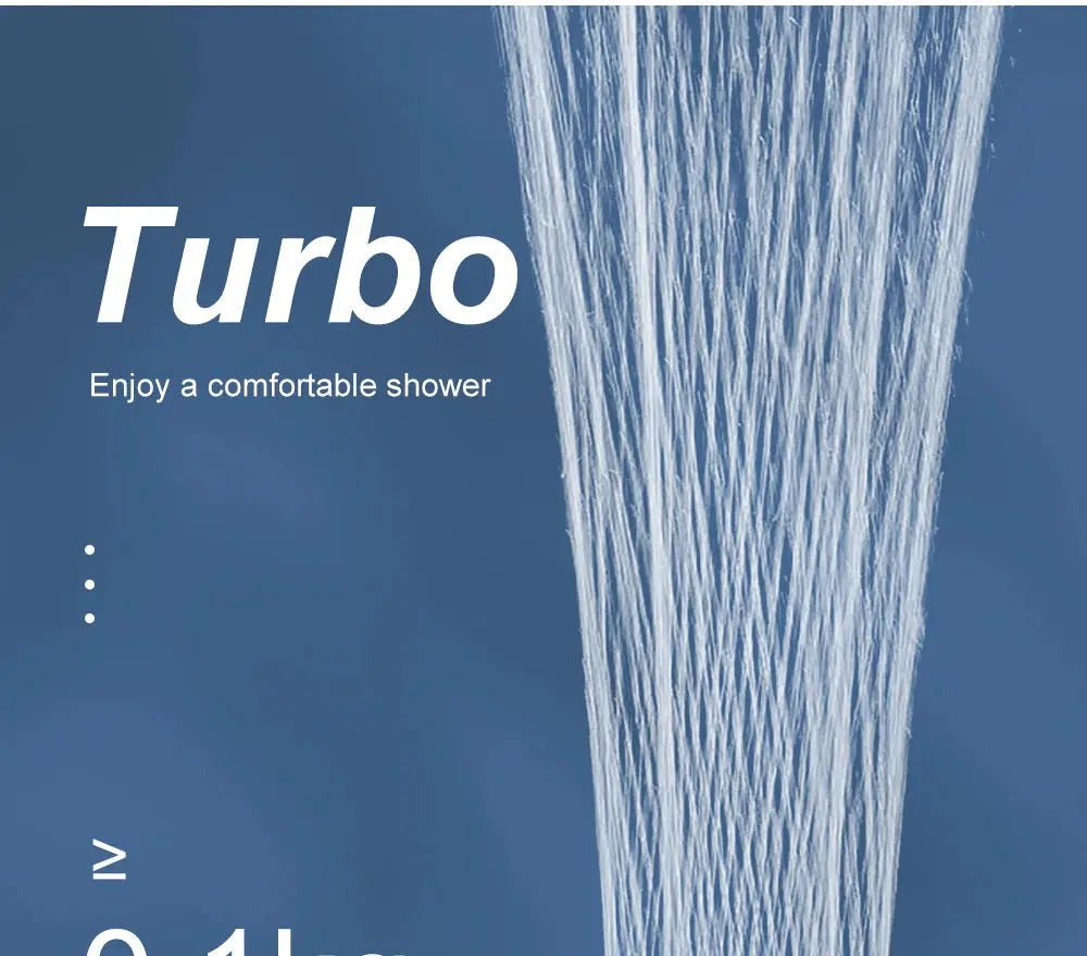 Handheld high-pressure shower head with turbo spray by Simples Market on blue background